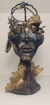 Cage Head - Bronze Abstract sculpture