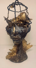 Cage Head - Bronze Abstract sculpture