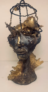 Cage Head - Bronze Abstract sculpture