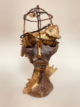 Cage Head - Bronze Abstract sculpture